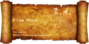 Klem Anna névjegykártya